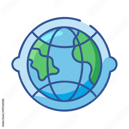Globe with Clouds World Map Icon Isolated on Black
