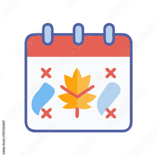 Fall themed calendar page with crossed out dates
