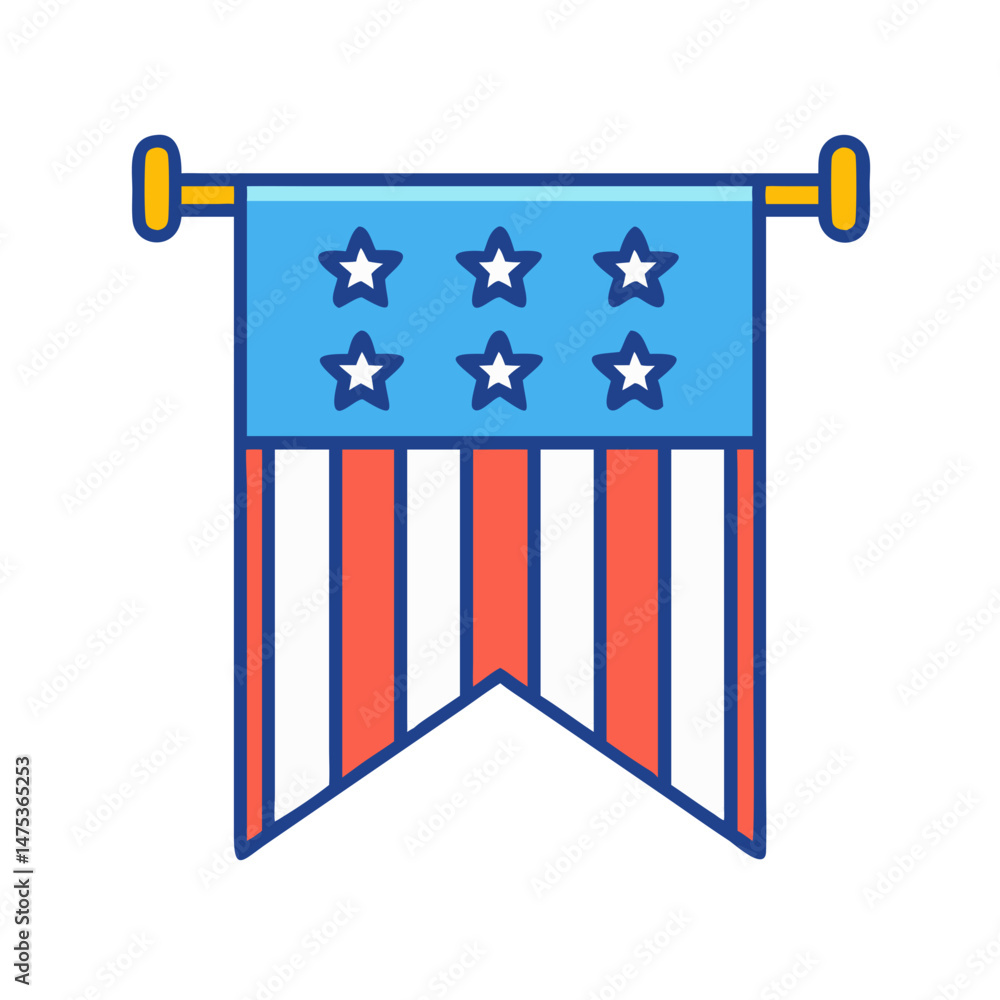 Obraz premium Patriotic banner featuring stars and stripes on black background