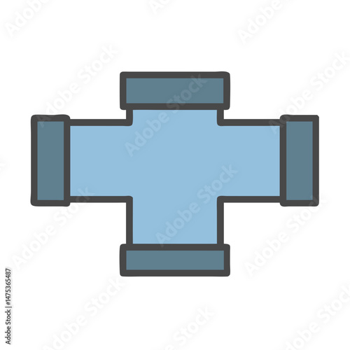Blue pipe fitting on White Background for plumbing projects