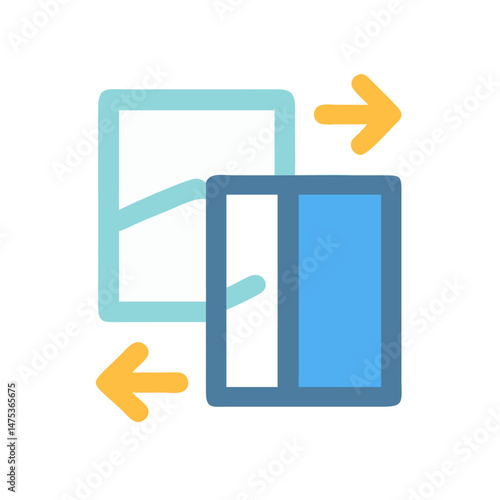 Sliding window icon with directional arrows on White Background