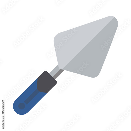 Simple flat vector illustration of a trowel against black