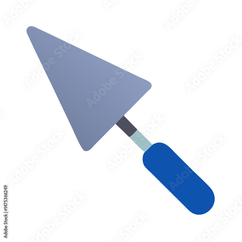 Isolated blue pointing trowel tool against stark black backdrop