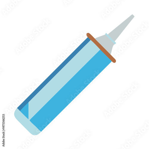 Blue syringe with a plunger on a White Background