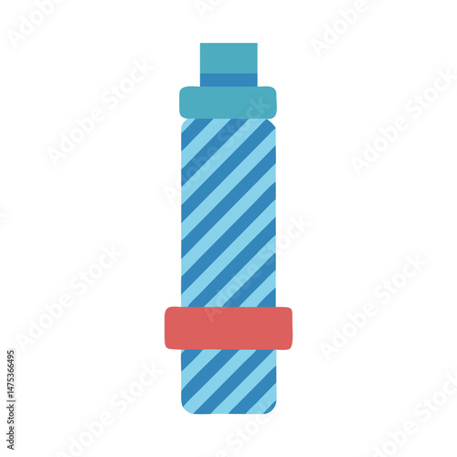 Abstract striped object in blue and coral tones flat