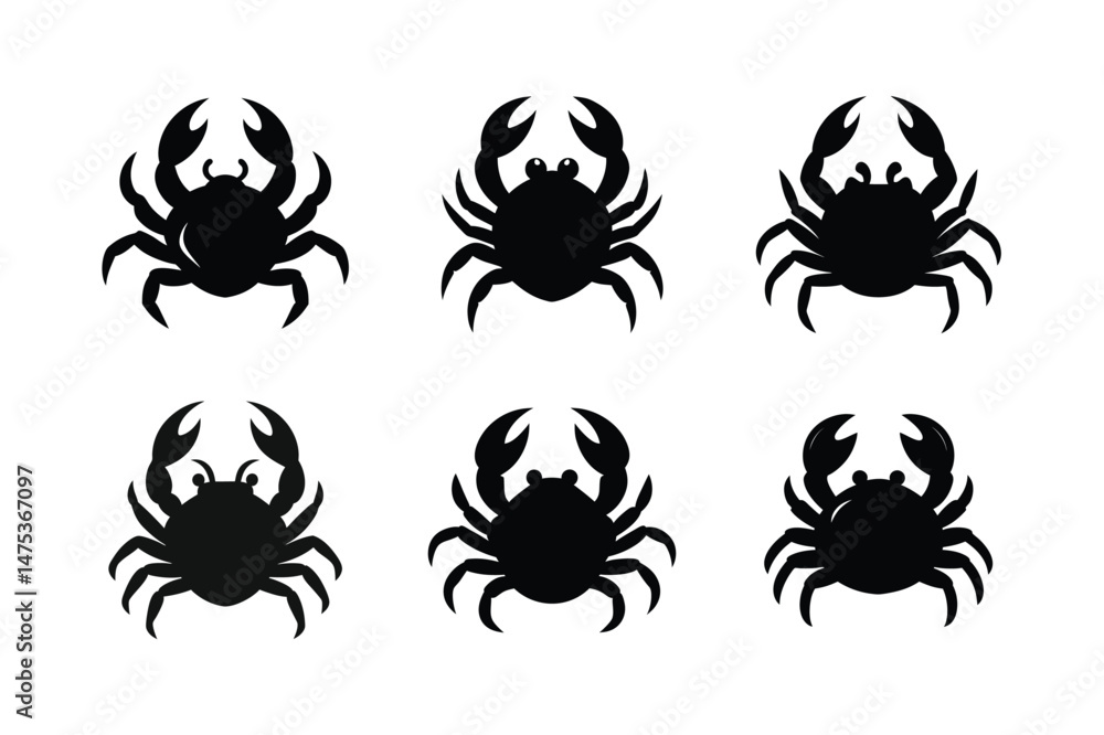 Obraz premium crab black silhouette illustration.