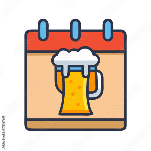 Beer stein on calendar page for celebration date reminder