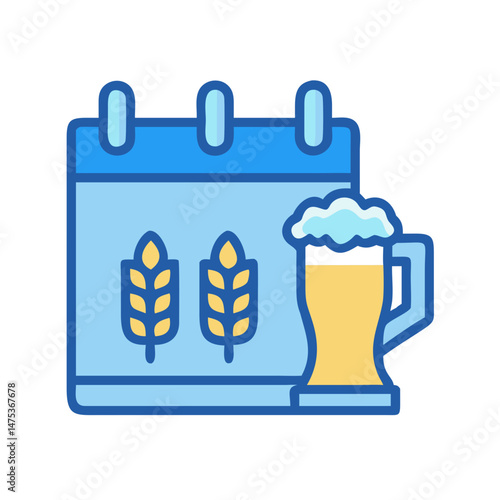 Oktoberfest celebration event graphic with beer and calendar icon