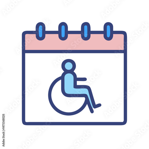 Wheelchair accessibility date marked on simple calendar icon vector