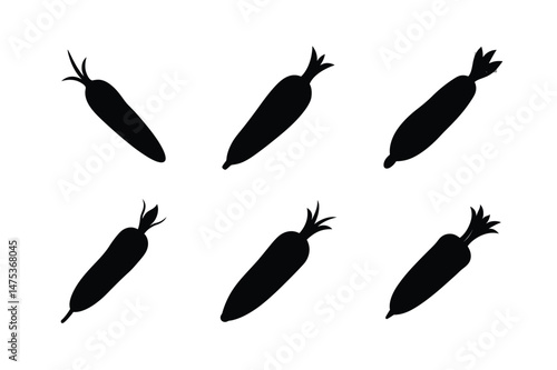 daikon black silhouette of long daikon radis