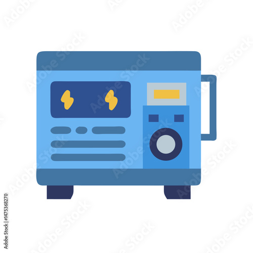 Blue portable electric generator illustration for industrial or home use