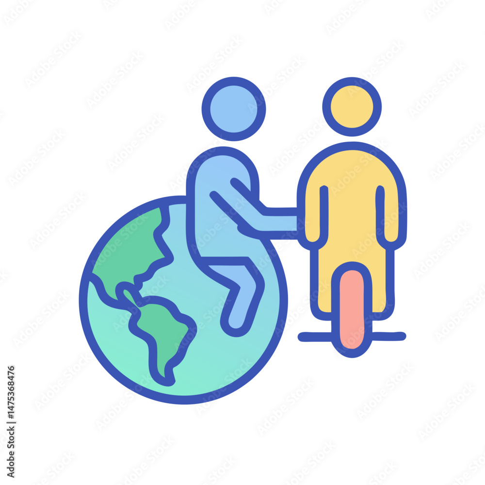 Obraz premium Global connection with electric scooter, promoting green transportation