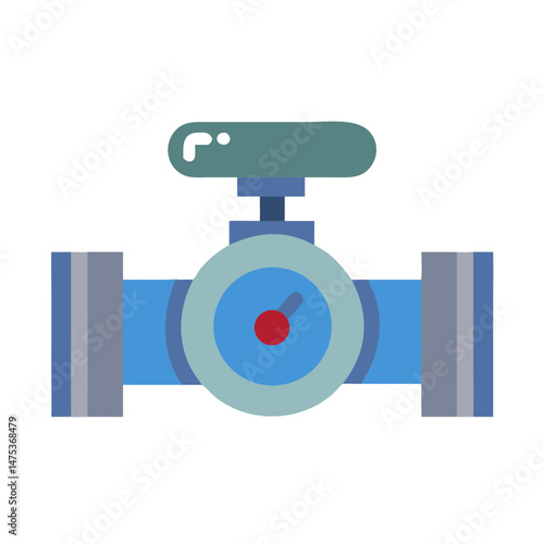 Stylized water valve illustration with gauge and pipes