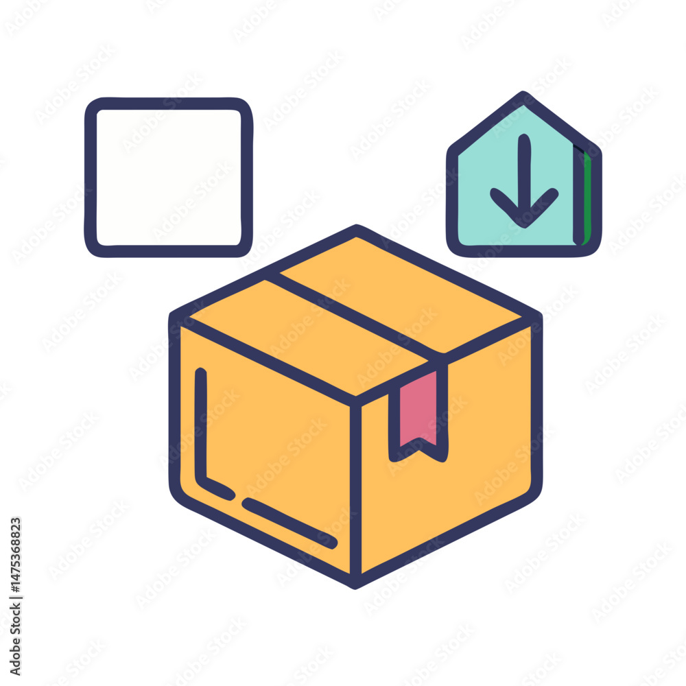 Isometric delivery box with arrow pointing downward symbol icon Isometric delivery box with arrow pointing downward symbol icon