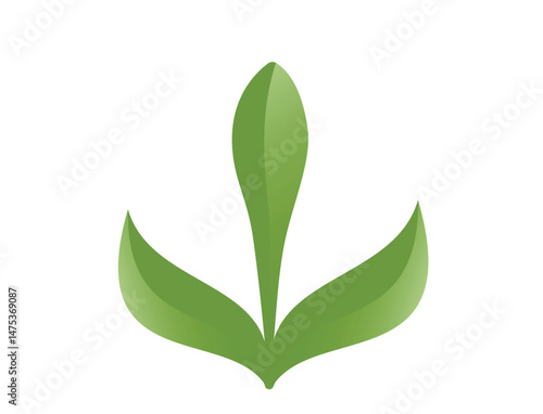 Green spring plant bud illustration in green colors. Sprout, planting and nature design element. Isolated vector image