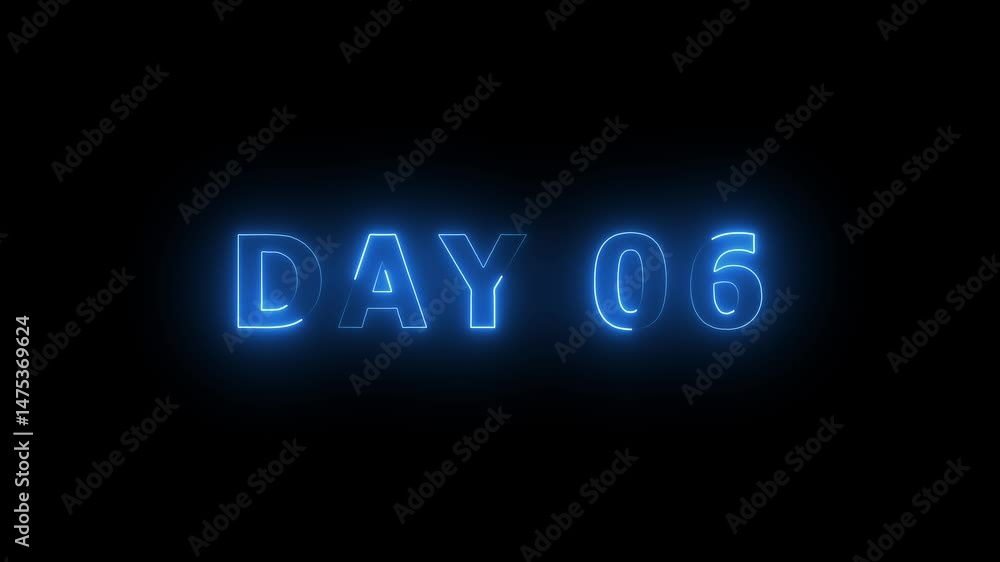 Day 6, 6 Day Text Animation Videos On Black Background. 6 Day To Go white Logo Animation Videos. white font against a solid black background centered well Day 6, 6 Day Text Animation Videos On Black Background. 6 Day To Go white Logo Animation Videos. white font against a solid black background centered well