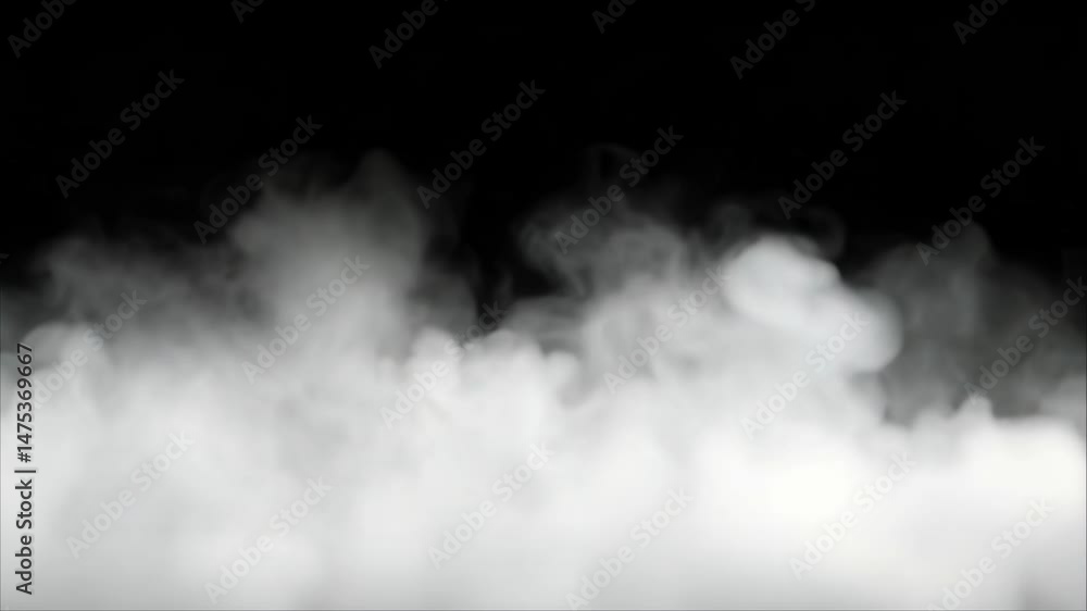 White smoke or fog effect drifting upward against a black background, ideal for video overlays, transitions, or visual effects.
