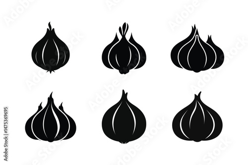 garlic black silhouette of garlic with cloves
