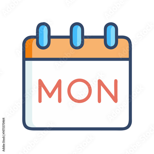 Monday calendar icon in flat design style on black