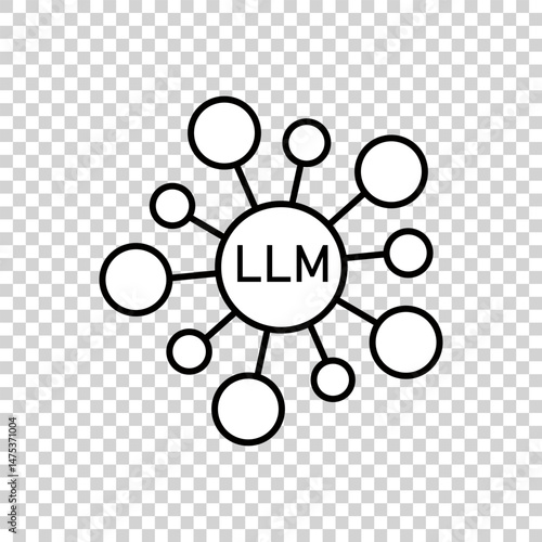 LLM or large language model with neural networks line art vector icon for apps and websites Modern technology, neuroscience, artificial intelligence.