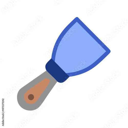 Blue putty knife tool illustration on a White Background