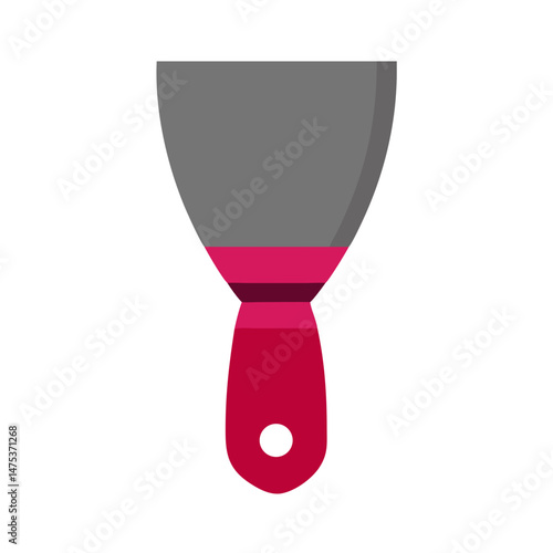 Flat illustration of red putty knife isolated on White