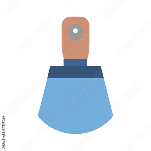 Minimalist illustration of putty knife on White Background