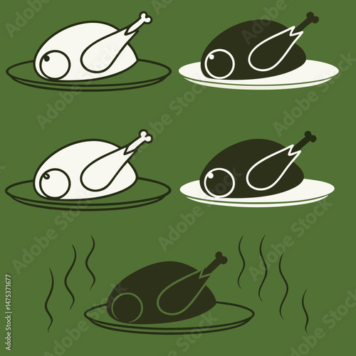 roasted turkey icon Simple outline illustration