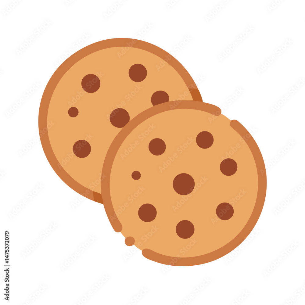 Fototapeta premium Two chocolate chip cookies on a black background