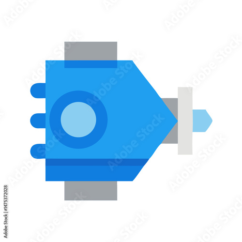 Simplified flat icon illustration of a motor engine block