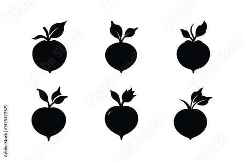 kohlrabi black silhouette of kohlrabi with leave