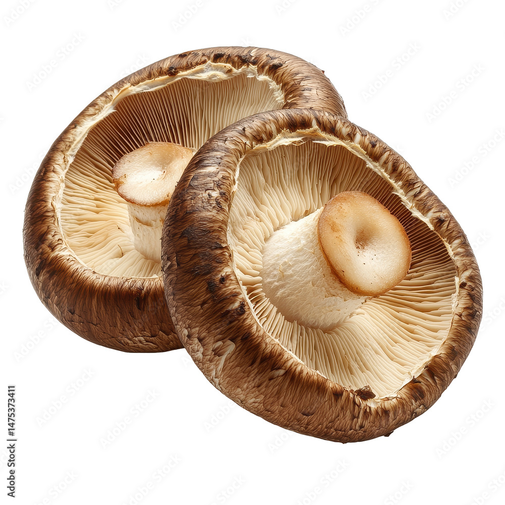 Fresh shiitake mushrooms on a Transparent background showcasing their unique texture and shape, shitake mushroom isolated on White background Fresh shiitake mushrooms on a Transparent background showcasing their unique texture and shape, shitake mushroom isolated on White background