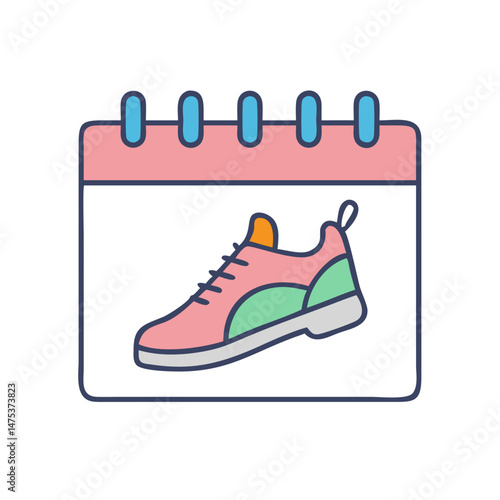 Calendar icon with a sports shoe representing fitness routine