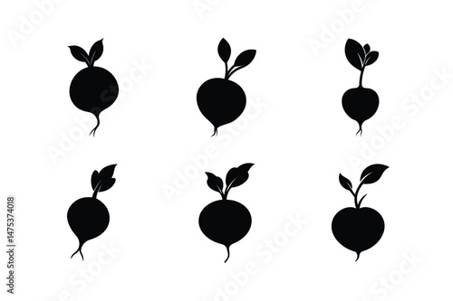  radish black silhouette of radish with root