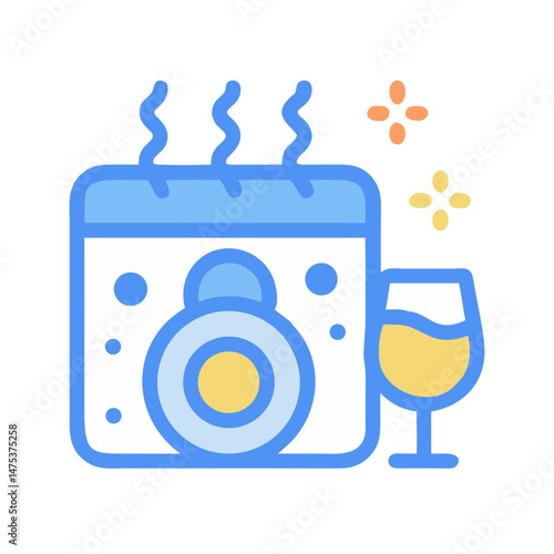 Abstract icon of hot tub and champagne celebration graphic