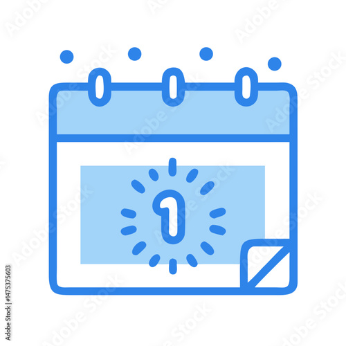 Illustration of calendar with date number one highlighted