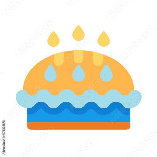 Stylized fruit pie illustration on a black background