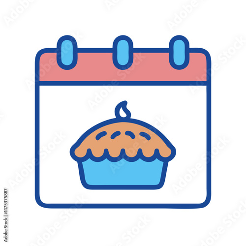 Cute pie calendar icon illustration for special occasion reminder
