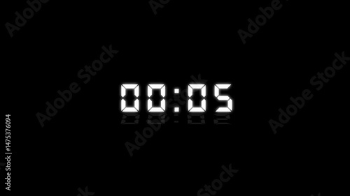 Countdown Digital Clock Animation 10 to 0 second Countdown digital clock timer icon, count digit, Modern countdown clock with black background .