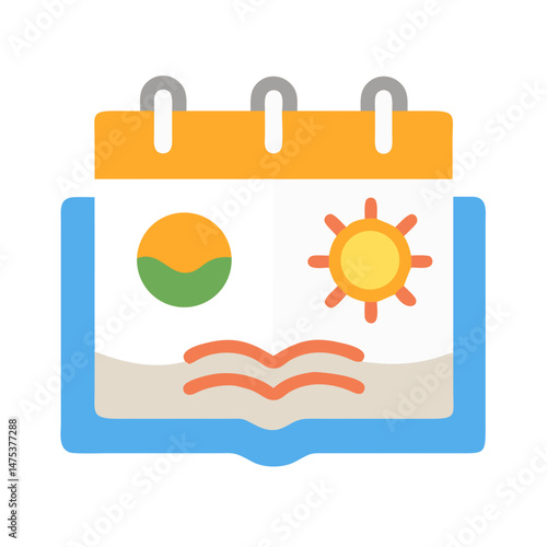 Day and Night cycle calendar design, flat vector style