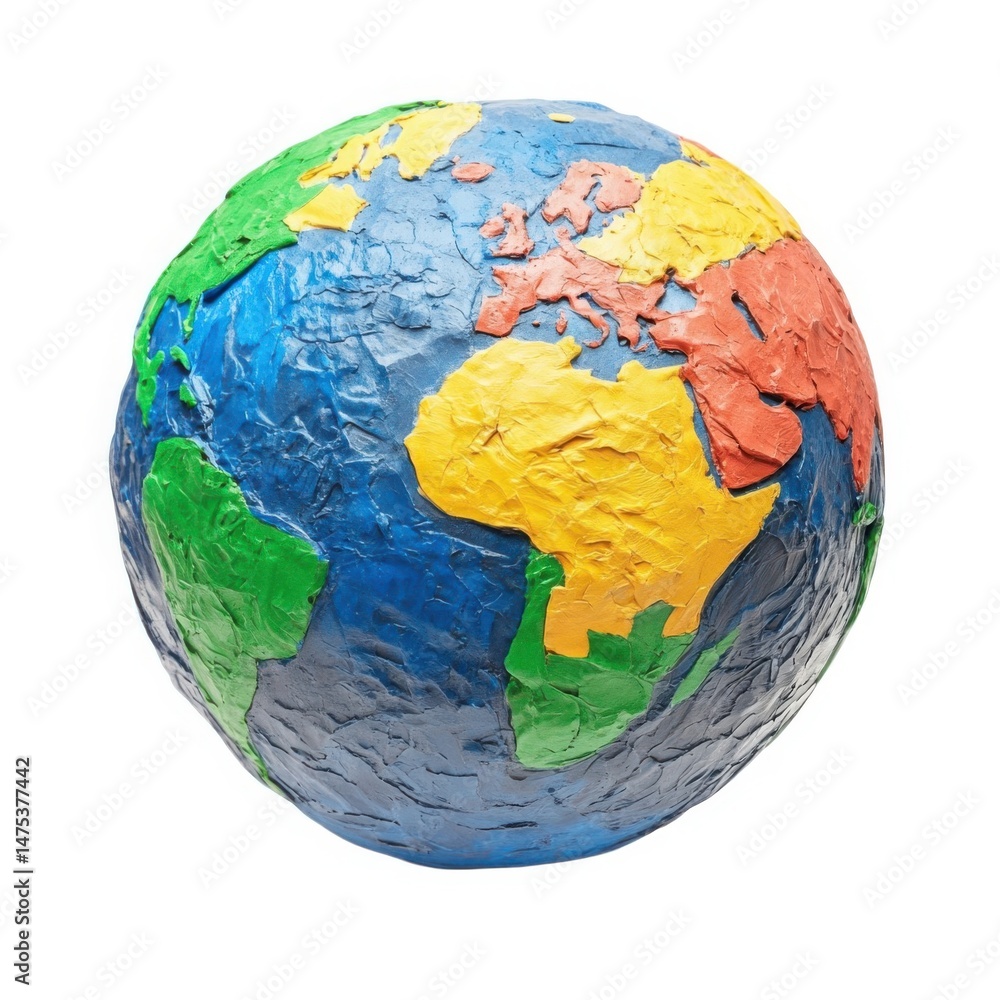 Colorful globe made of clay isolated on white background Colorful globe made of clay isolated on white background