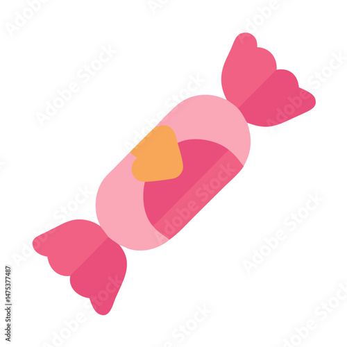 Cute pink candy wrapped in flat design illustration