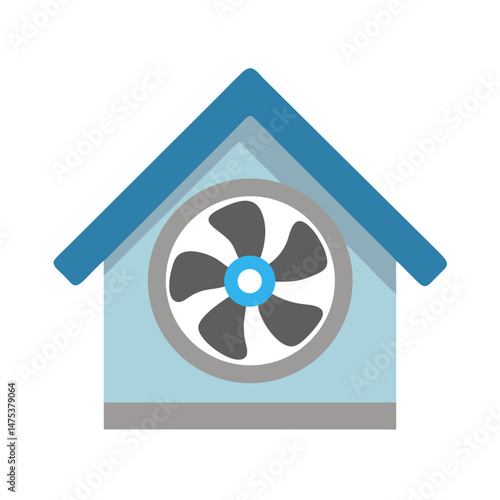 Flat design roof exhaust fan illustration on dark background