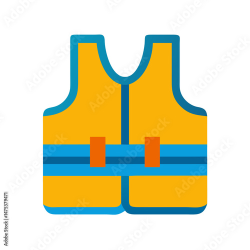 Bright safety vest icon on a solid White Background