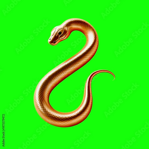 Wallpaper Mural Golden snake animation, transparent 4K video, green screen Torontodigital.ca