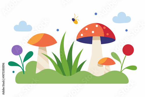 mushrooms in grass