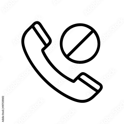 Outline of a phone receiver with a circle and diagonal line indicating a blocked or restricted connection