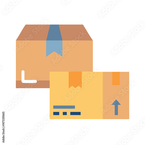 Stylized illustration of two shipping boxes on White Background