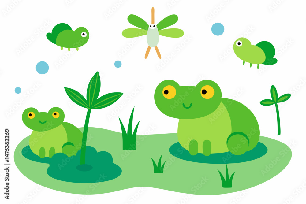 Fototapeta premium set of cartoon frogs