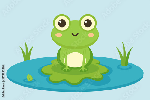 green frog with a frog